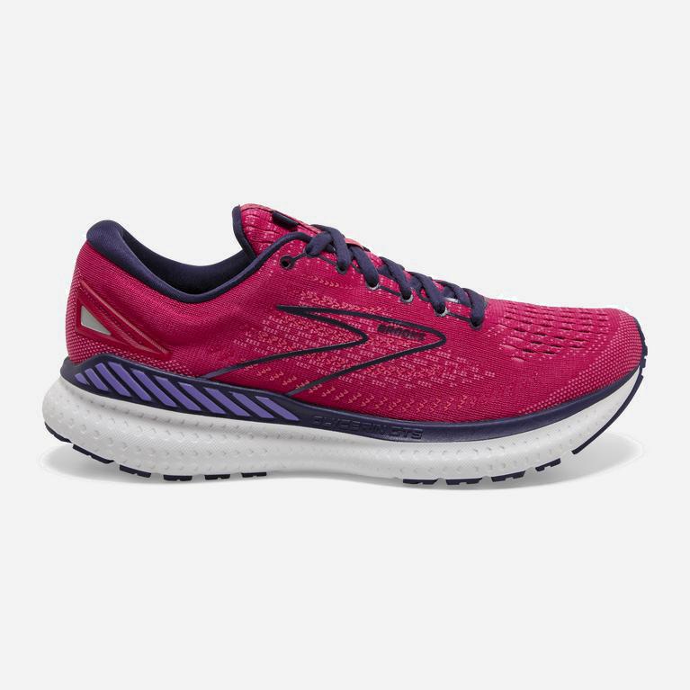 Brooks Glycerin Gts 19 Womens Max Cushion Road Running Shoes - Burgundy Barberry/Purple/navy/Calypso